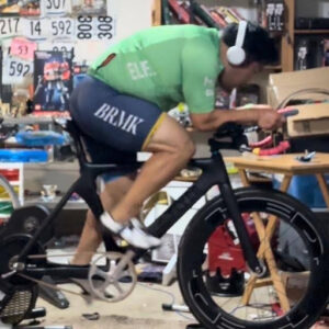 Photo of Hyun training in his garage