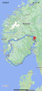 photo of trip route in Norway